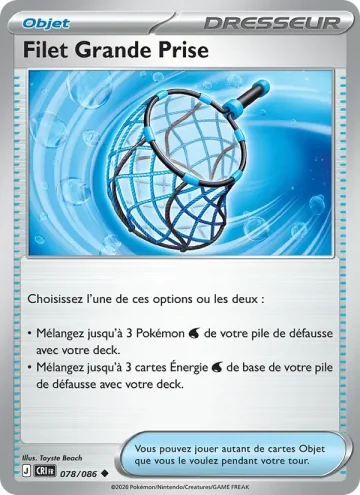 Carte Pokémon Filet Grande Prise 078/086, extension Chaos Ascendant