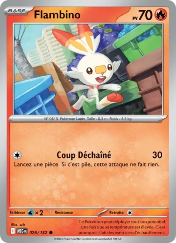 Carte Pokémon Flambino 026/132, extension Méga-Évolution