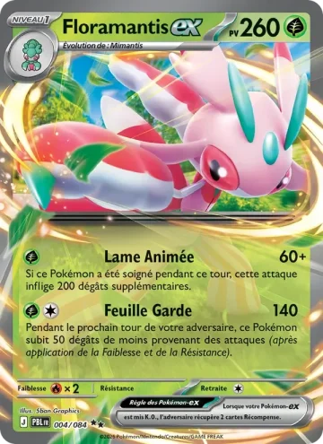 Carte Pokémon Floramantis-ex 004/084, extension Nuit Noire