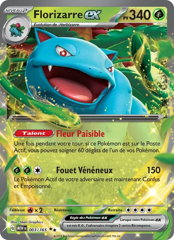 Carte Pokémon Florizarre-ex 003/165 — 151