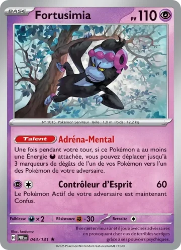 Carte Pokémon Fortusimia 044/131, extension Évolutions Prismatiques