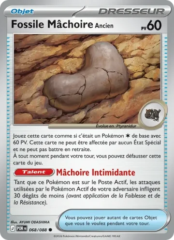 Carte Pokémon Fossile Mâchoire Ancien 068/088, extension Équilibre Parfait