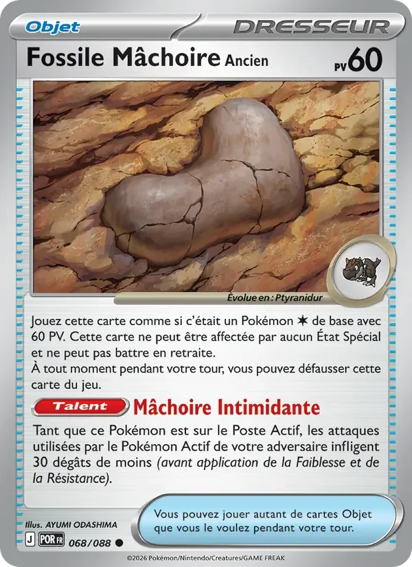 Carte Pokémon Fossile Mâchoire Ancien 068/124 — Équilibre Parfait