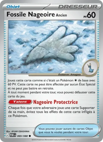 Carte Pokémon Fossile Nageoire Ancien 069/088, extension Équilibre Parfait