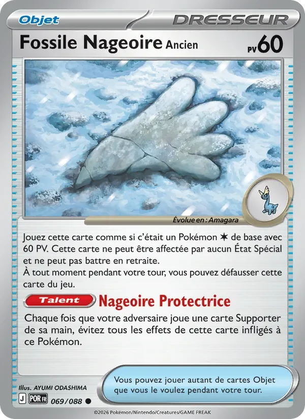 Carte Pokémon Fossile Nageoire Ancien 069/124 — Équilibre Parfait