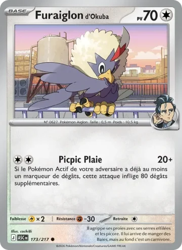 Carte Pokémon Furaiglon d’Okuba 173/217, extension Héros Transcendants