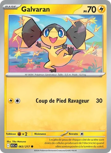 Carte Pokémon Galvaran 063/217, extension Héros Transcendants