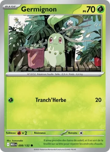 Carte Pokémon Germignon 008/132, extension Méga-Évolution