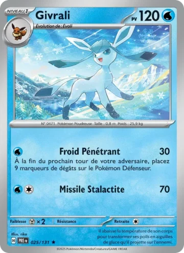 Carte Pokémon Givrali 025/131, extension Évolutions Prismatiques