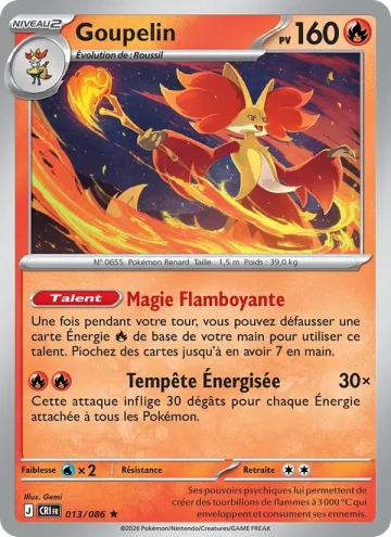 Carte Pokémon Goupelin 013/086, extension Chaos Ascendant