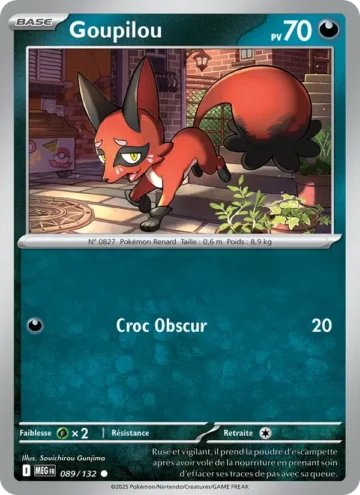 Carte Pokémon Goupilou 089/132, extension Méga-Évolution