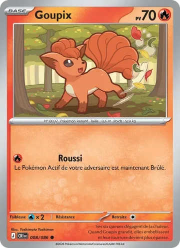 Carte Pokémon Goupix 008/086, extension Chaos Ascendant
