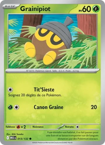 Carte Pokémon Grainipiot 013/132, extension Méga-Évolution