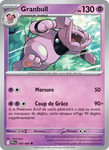 Carte Pokémon Granbull 038/094, extension Flammes Fantasmagoriques