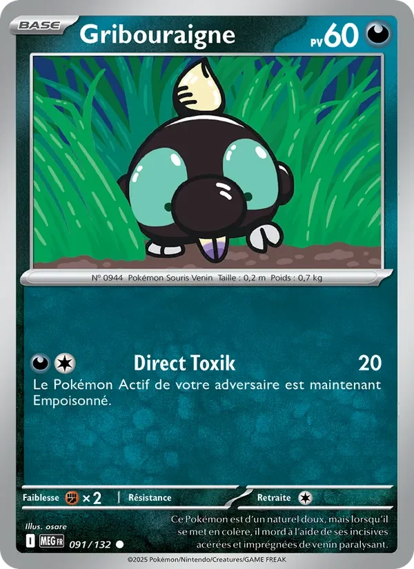Carte Pokémon Gribouraigne 091/132 — Méga-Évolution