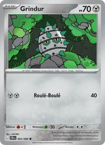 Carte Pokémon Grindur 062/086, extension Chaos Ascendant