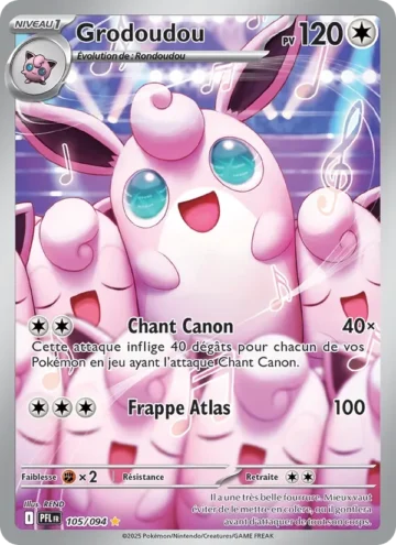 Carte Pokémon Grodoudou 105/094, extension Flammes Fantasmagoriques