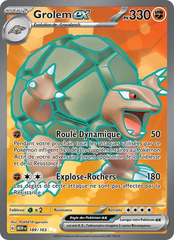 Carte Pokémon Grolem-ex 189/165 — 151