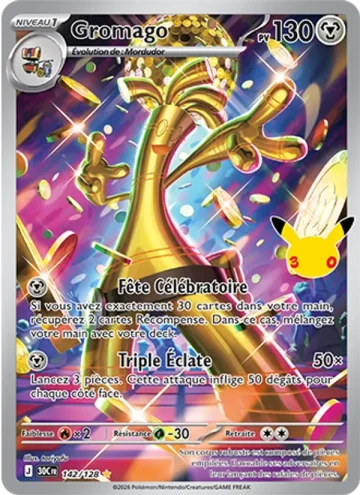 Carte Pokémon Gromago 142/128, extension Pokémon 30e Anniversaire