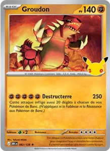 Carte Pokémon Groudon 082/128 du set 30e Anniversaire