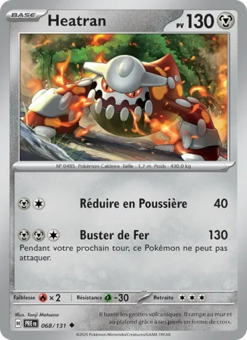 Carte Pokémon Heatran 068/131, extension Évolutions Prismatiques