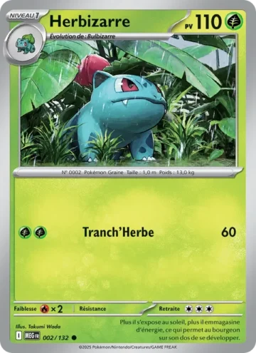 Carte Pokémon Herbizarre 002/132, extension Méga-Évolution
