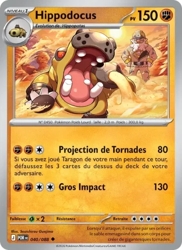 Carte Pokémon Hippodocus 040/088, extension Équilibre Parfait