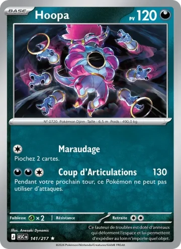 Carte Pokémon Hoopa 141/217, extension Héros Transcendants