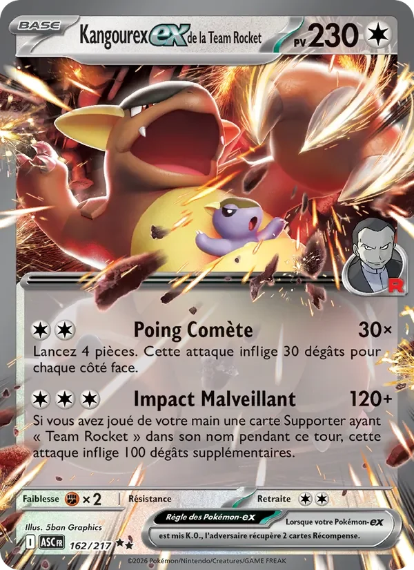 Carte Pokémon Kangourex-ex de la Team Rocket 162/295 — Héros Transcendants