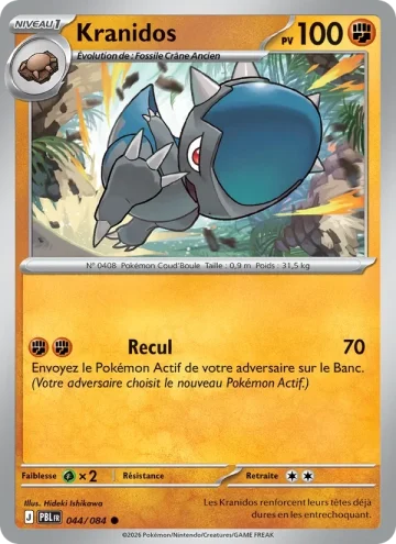 Carte Pokémon Kranidos 044/084, extension Nuit Noire