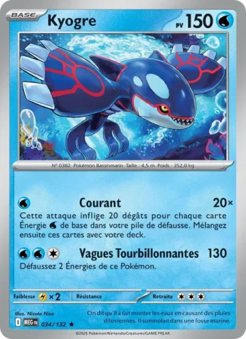 Carte Pokémon Kyogre 034/132, extension Méga-Évolution