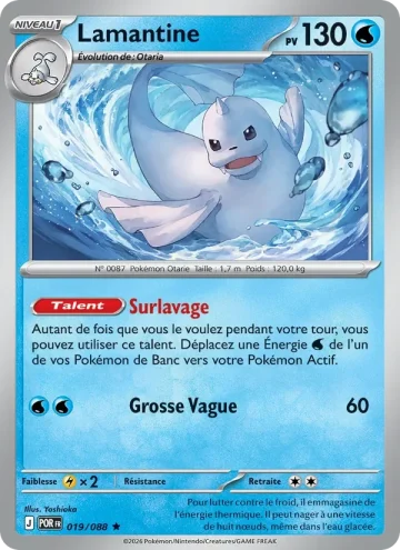 Carte Pokémon Lamantine 019/088, extension Équilibre Parfait