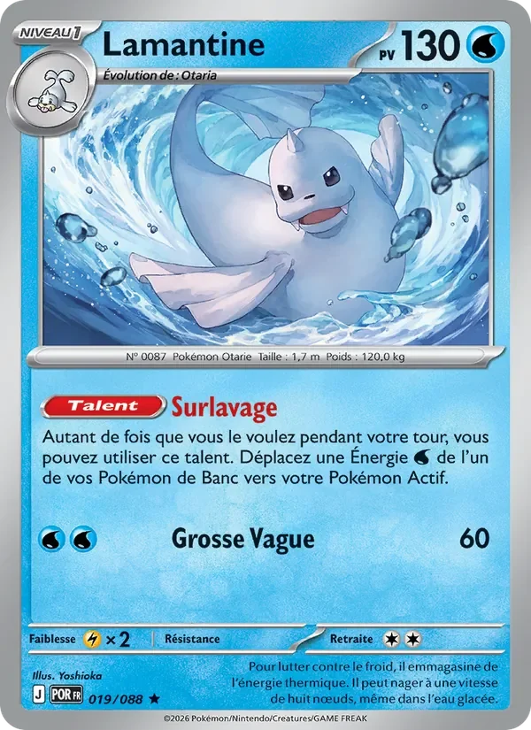 Carte Pokémon Lamantine 019/124 — Équilibre Parfait