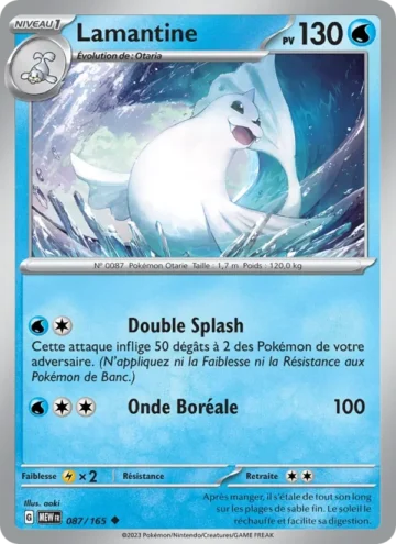 Carte Pokémon Lamantine 087/165, extension 151