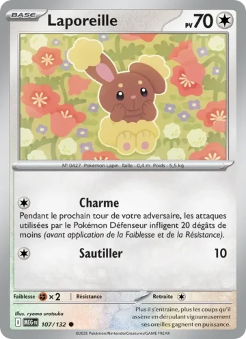 Carte Pokémon Laporeille 107/132, extension Méga-Évolution
