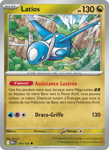 Carte Pokémon Latios 101/132, extension Méga-Évolution