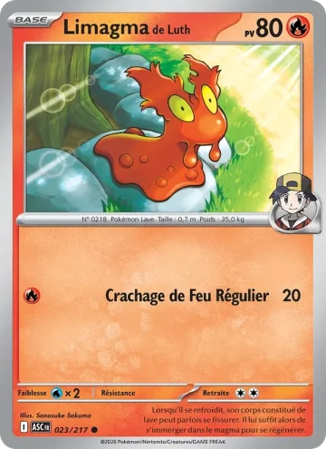 Carte Pokémon Limagma de Luth 023/217, extension Héros Transcendants