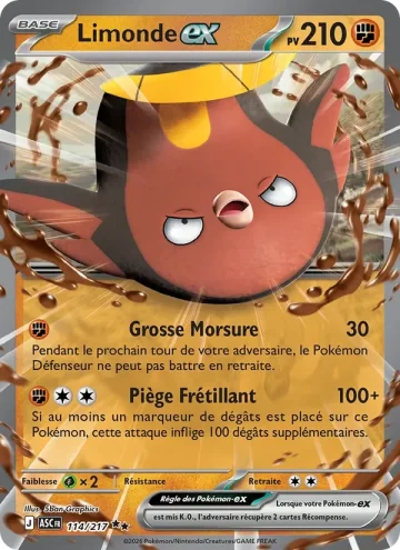 Carte Pokémon Limonde-ex 114/217, extension Héros Transcendants