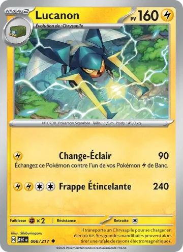 Carte Pokémon Lucanon 066/217, extension Héros Transcendants