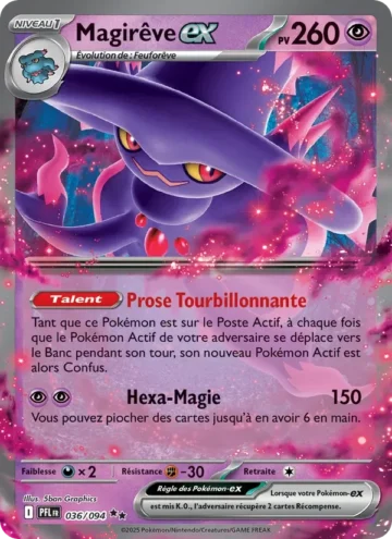 Carte Pokémon Magirêve-ex 036/094, extension Flammes Fantasmagoriques