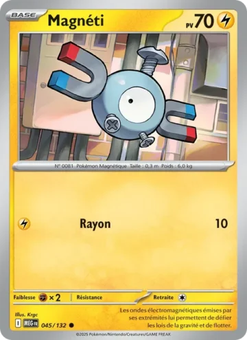 Carte Pokémon Magnéti 045/132, extension Méga-Évolution