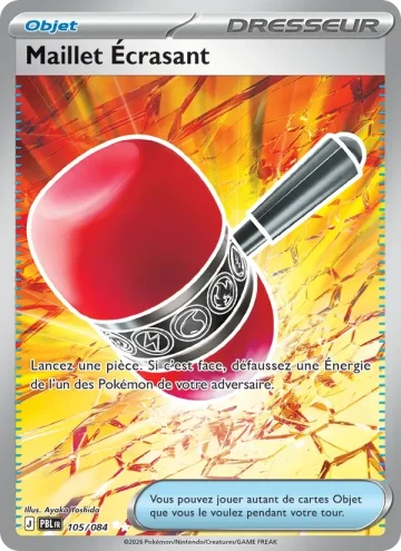 Carte Pokémon Maillet Écrasant 105/084, extension Nuit Noire