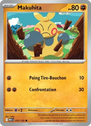 Carte Pokémon Makuhita 072/132, extension Méga-Évolution
