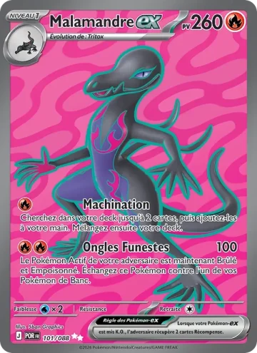 Carte Pokémon Malamandre-ex 101/088, extension Équilibre Parfait