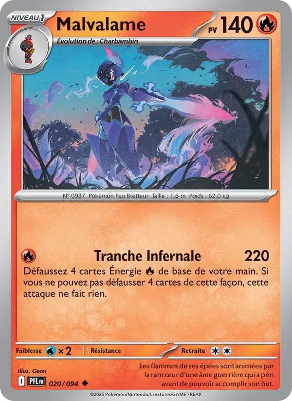 Carte Pokémon Malvalame 020/094 — Flammes Fantasmagoriques