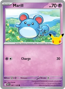 Carte Pokémon Marill 067/128 du set 30e Anniversaire