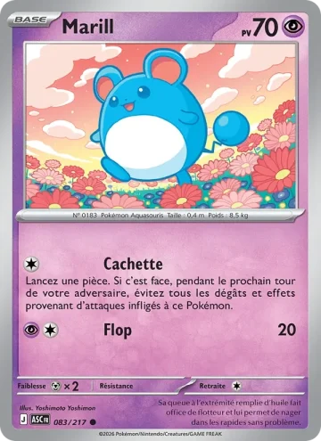 Carte Pokémon Marill 083/217, extension Héros Transcendants