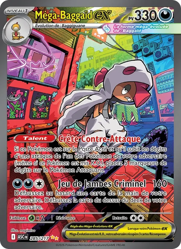 Carte Pokémon Méga-Baggaïd-ex 285/295 — Héros Transcendants