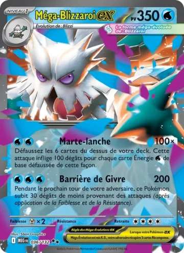 Carte Pokémon Méga-Blizzaroi-ex 036/132, extension Méga-Évolution