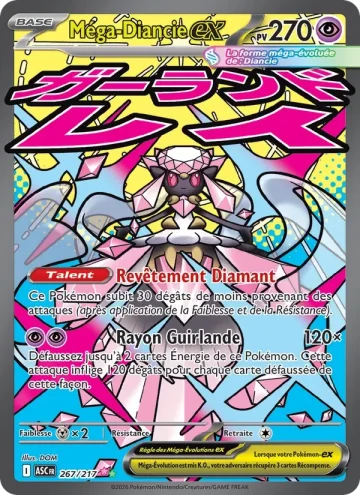 Carte Pokémon Méga-Diancie-ex 267/217, extension Héros Transcendants